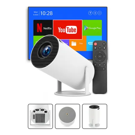 Mini Projetor Davely Hy300 4k Android Com Wi-fi E Bluetooth Branco 127/220v