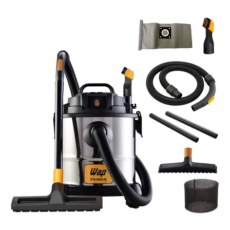 Aspirador Pó E Água Wap Gtw Inox 20 Com Soprador 1600w 160mbar 20 Litros Prata/preto 127v