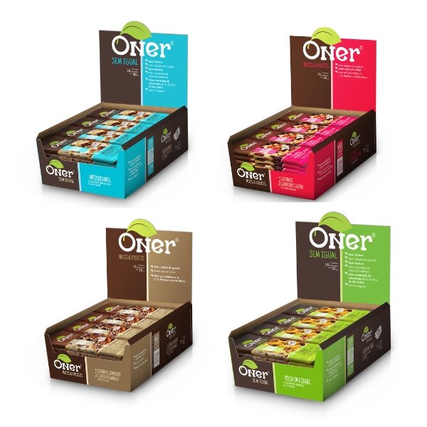 Kit 4 Caixas BARRAS NUTS de Castanhas Oner Zero Adição de Açúcares