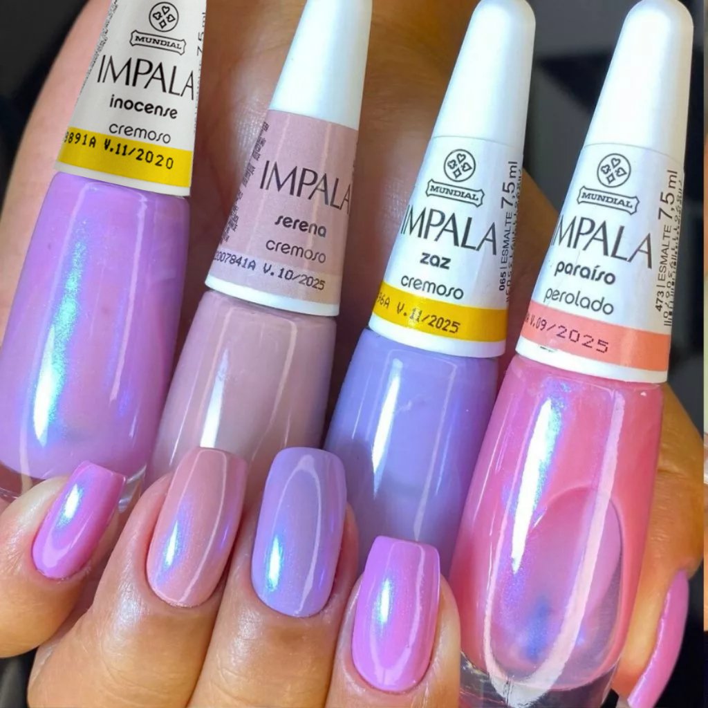 Kit de Esmaltes Impala Roxinho Rosa Perolado Clássicos Mais Vendidos Atacado