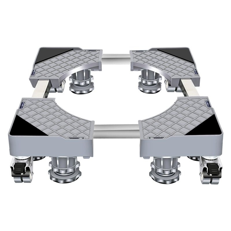 Suporte Para Geladeira / Maquina De Lavar E Fogão Inox Com Rodinhas Base Carrinho Móvel Flexível