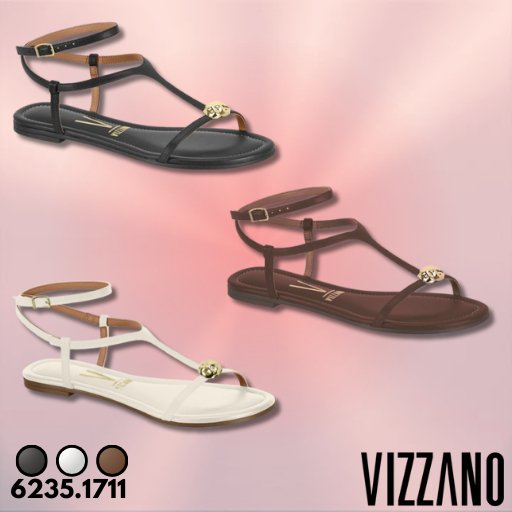 Sandália Vizzano Rasteira Feminina Elegante Moderna Confortável Versátil Praia