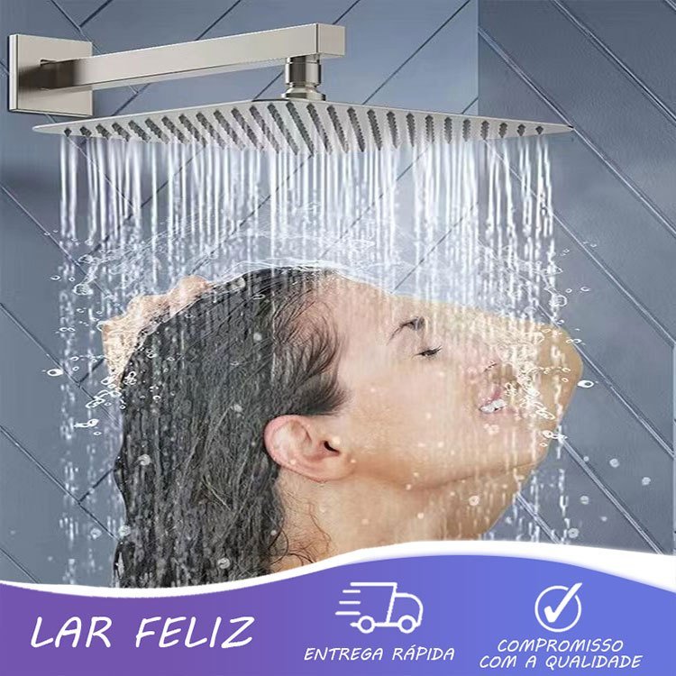 Chuveiro Ducha Quadrado 30x30cm Inox 304 Banheiro e Área Externa
