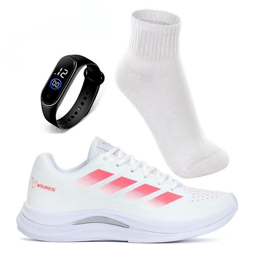 Kit Tenis Academia Feminino Esportivo Corrida Treino Leve Confortável + Relogio + Meia