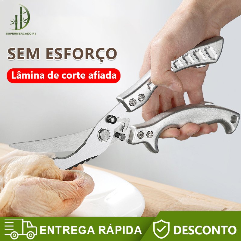 Tesoura Profissional de Cozinha Inox para Frango Legumes Carnes Aves