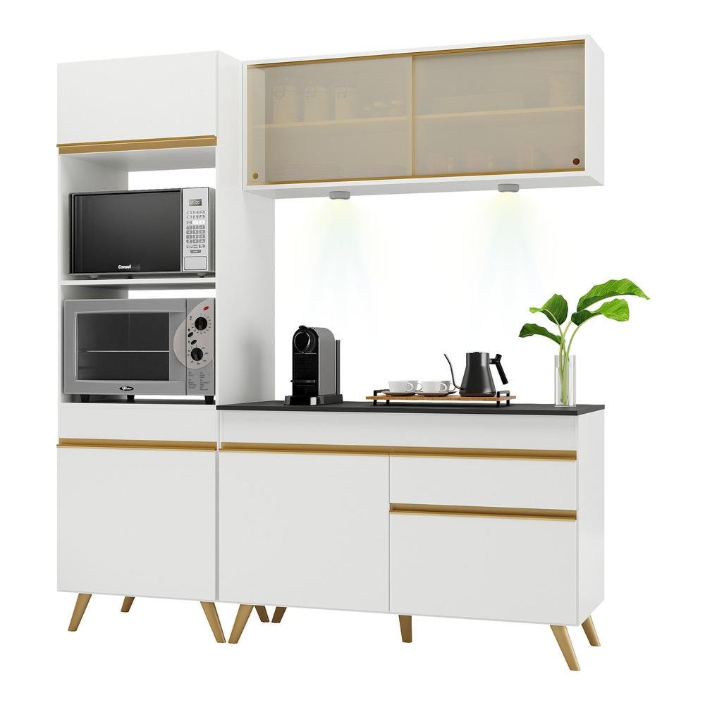 Cozinha Compacta 3 peças com Leds MP2020 Veneza Up Multimóveis Branca