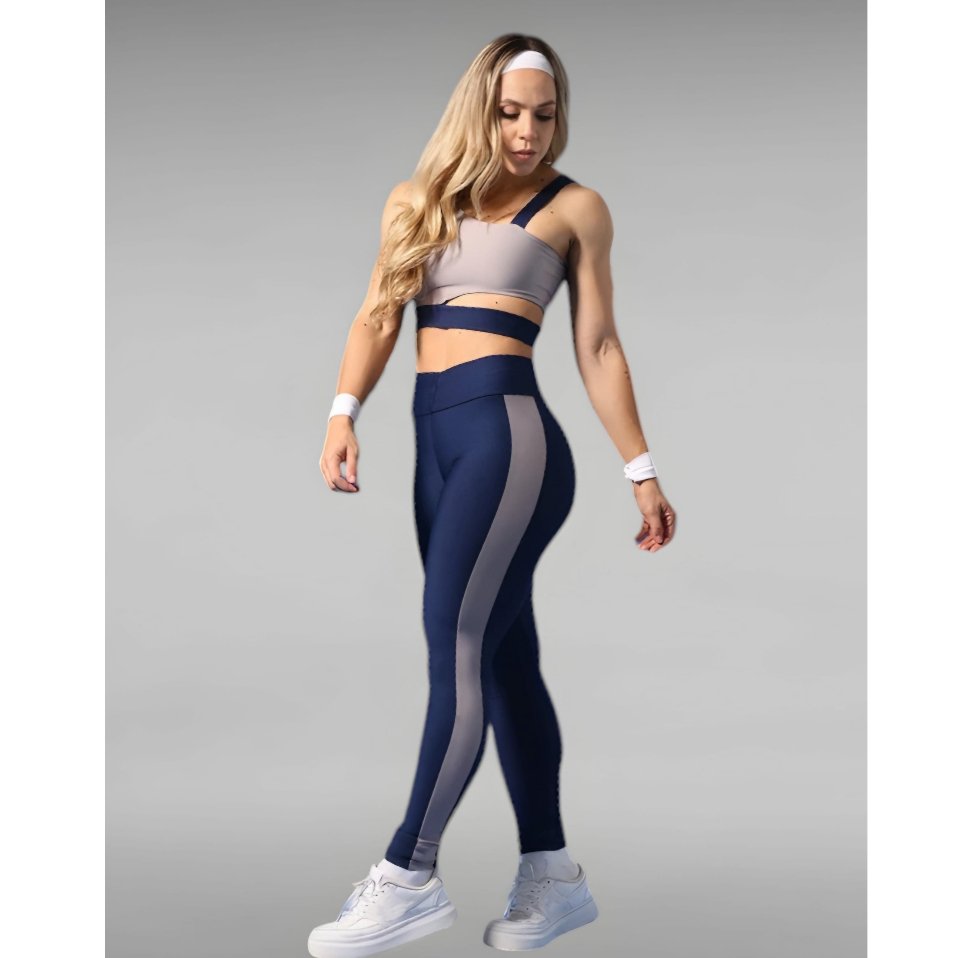 Conjunto Academia Fitness Top + Calça Legging Estilo Premium