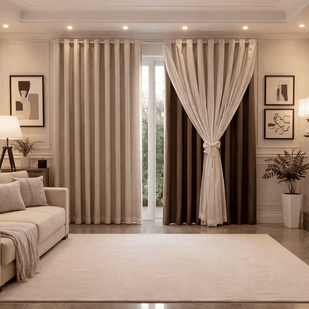 Cortina MADRI LUXO 3,00 x 2,50 c/ VOIL Branco -  Decoração Quarto, Sala, Escritório, Janela