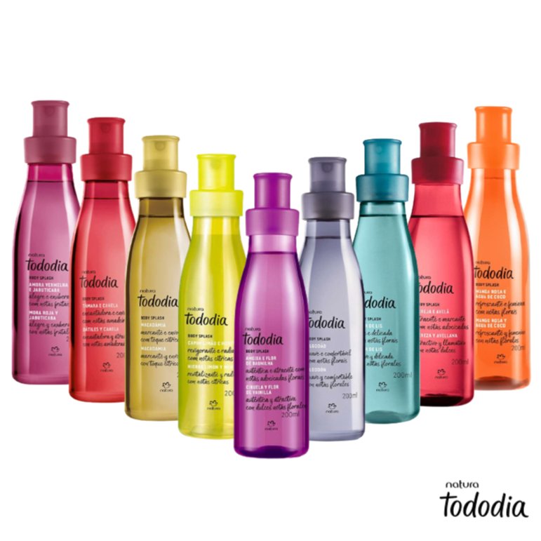 Tododia Body Splash Colônia Feminina Natura 200ml: Macadâmia, Algodão, Cereja & Avelã, Ameixa & Flor de Baunilha e mais