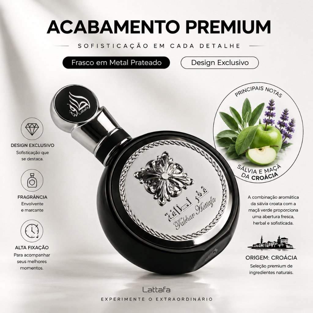 Lattafa Fakhar Black 100ml，Ideal para uso diário e encontros noturnos，Perfume Masculino